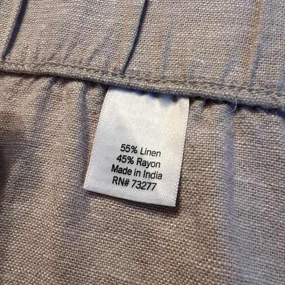 Sonoma Linen‎ Blend High Waist Shorts Womens 2X Creamy Tan Elastic Waist Pockets - Picture 6 of 9